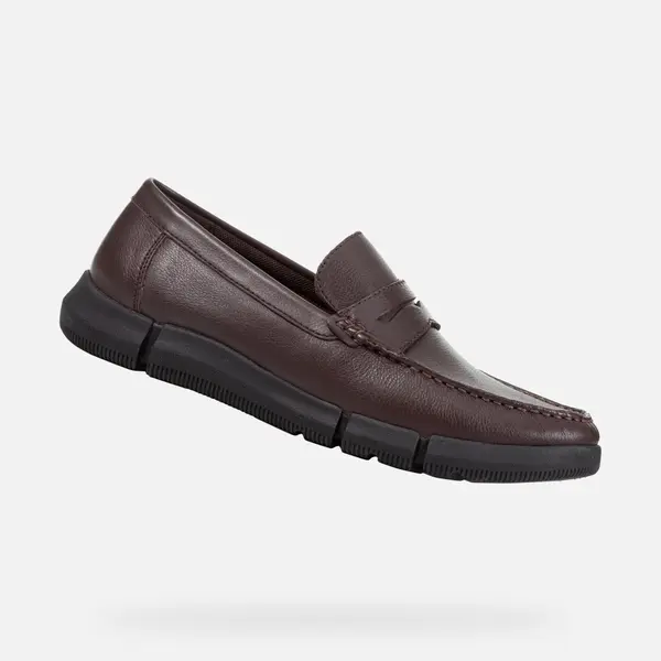 GEOX Dark brown men's moccasins Geox Adacter M Wide - Men's