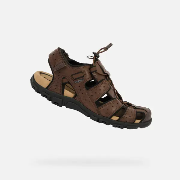 GEOX Dark Brown Men's Sandals Geox Omo Sandal Strada - Mens