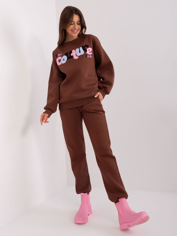 Fashionhunters Dark brown oversize tracksuit