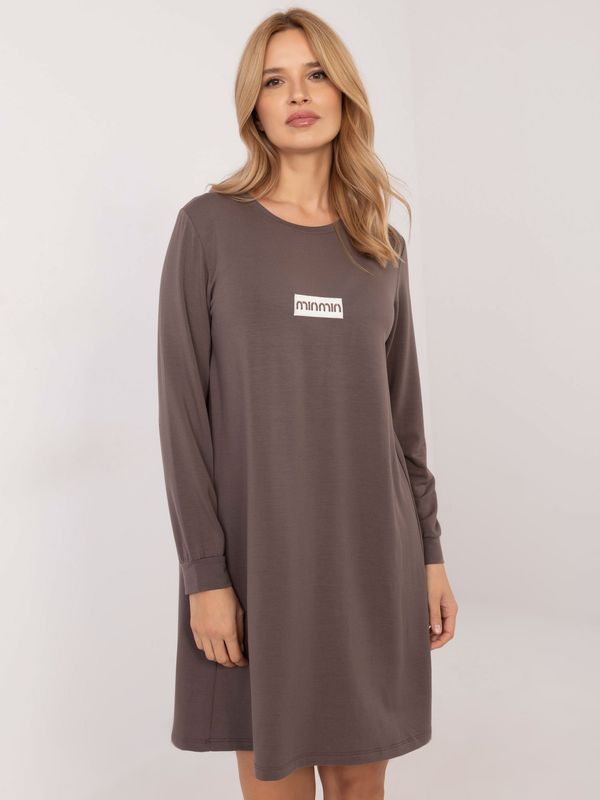 Fashionhunters Dark brown sweatshirt dress