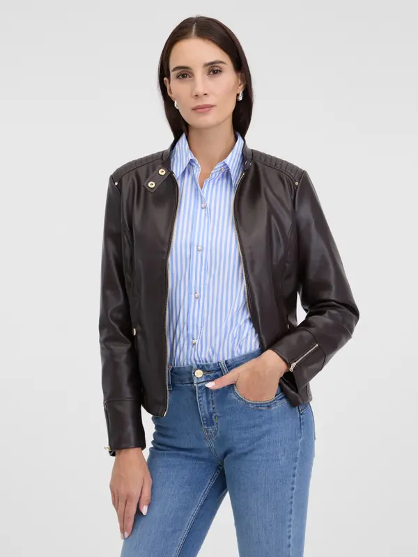 Orsay Dark brown women's faux leather jacket ORSAY - Women's