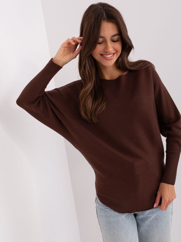 Fashionhunters Dark brown women's oversize sweater made of viscose