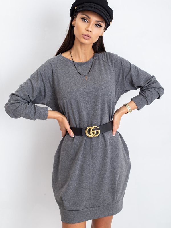 Fashionhunters Dark gray cotton dress