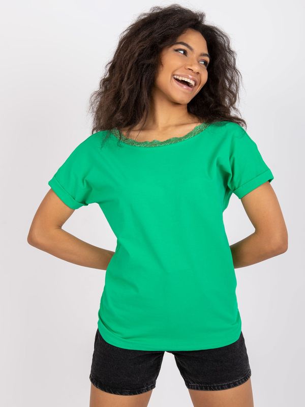 Fashionhunters Dark green blouse with neckline on back Salma RUE PARIS