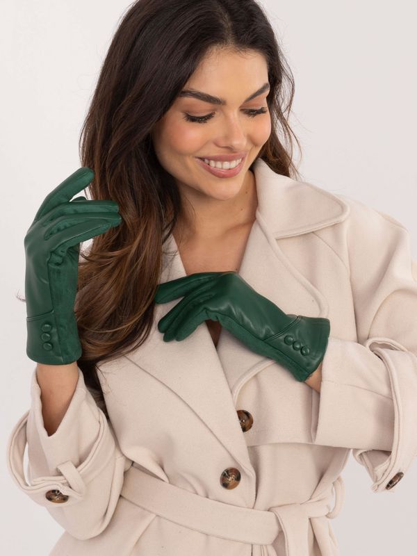 Wool Fashion Italia Dark Green Elegant Women's Gloves