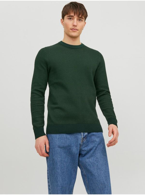 Jack & Jones Dark Green Men's Patterned Sweater Jack & Jones Atlas - Men