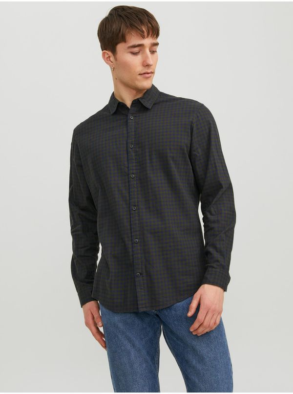 Jack & Jones Dark Green Mens Plaid Shirt Jack & Jones Gingham - Mens