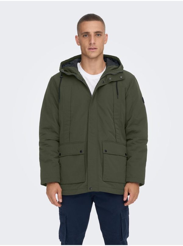 Only Dark Green Men's Winter Jacket ONLY & SONS Jayden - Men