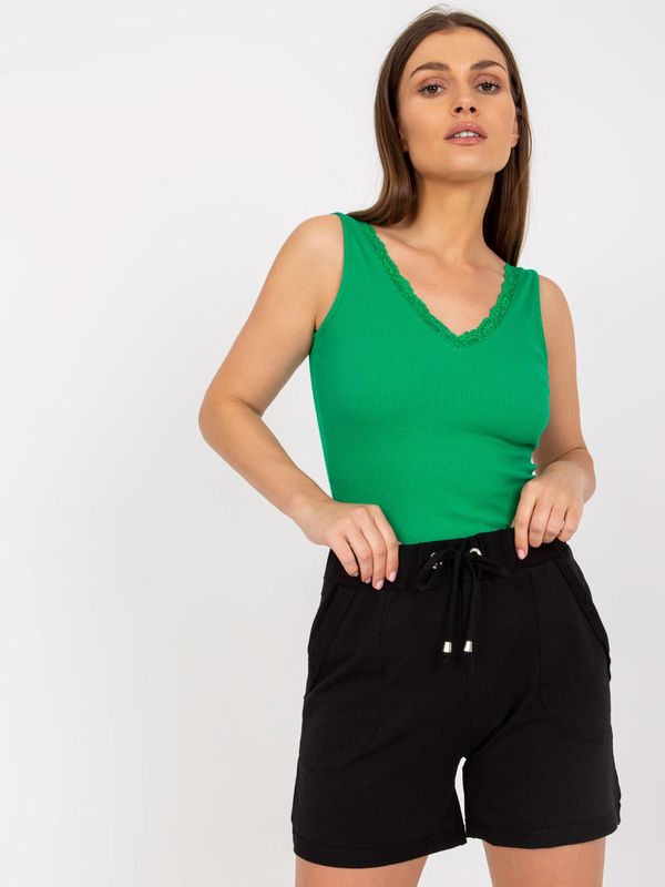 Fashionhunters Dark green narrow striped top RUE PARIS