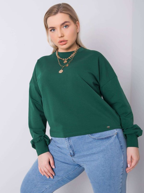 Fashionhunters Dark green, plain oversize sweatshirt