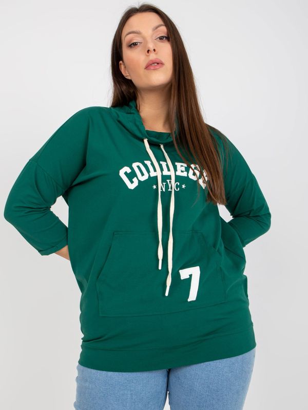 Fashionhunters Dark green plus size blouse in sporty style