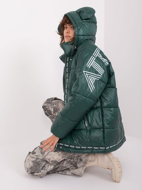 Fashionhunters Dark green quilted winter jacket