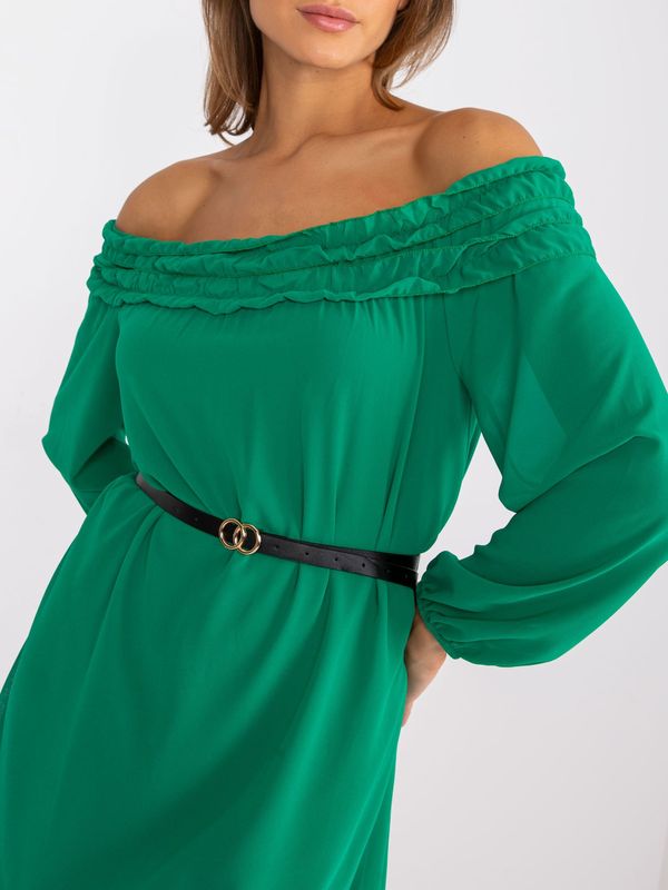 Fashionhunters Dark green shoulder dress by Ameline