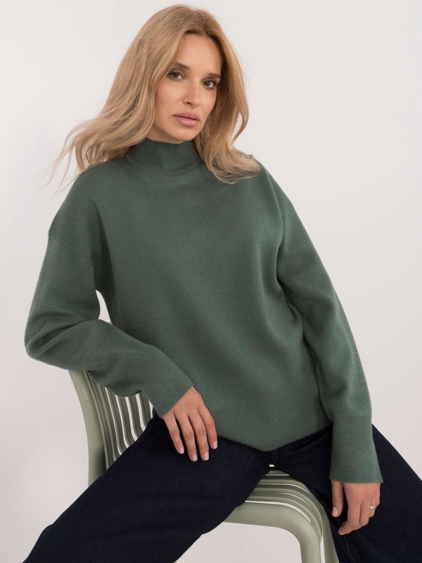 Fashionhunters Dark green smooth women's turtleneck sweater SUBLEVEL