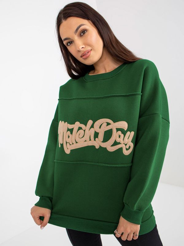 Fashionhunters Dark green sweatshirt with patches