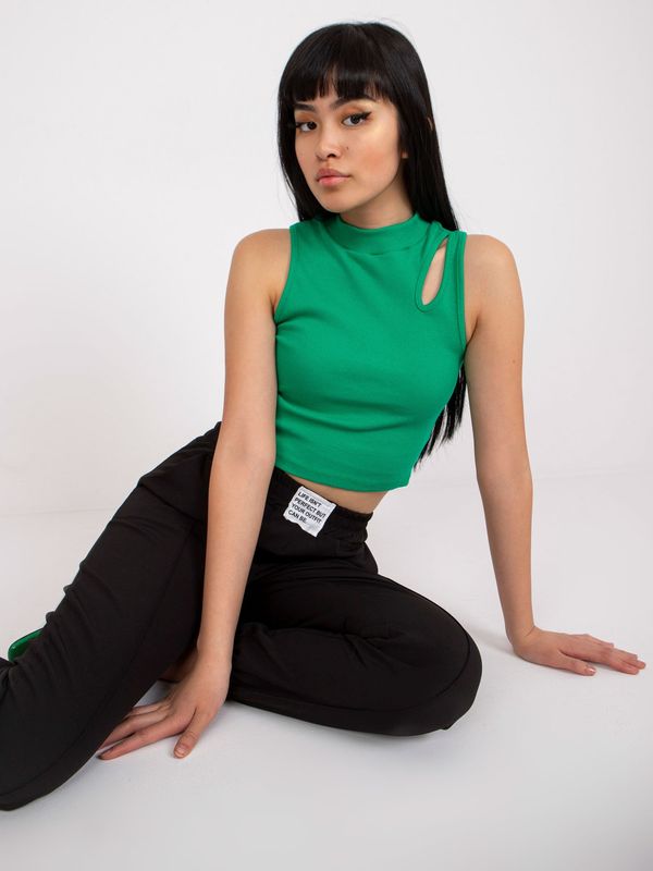 Fashionhunters Dark green top made of ribbed fabric RUE PARIS