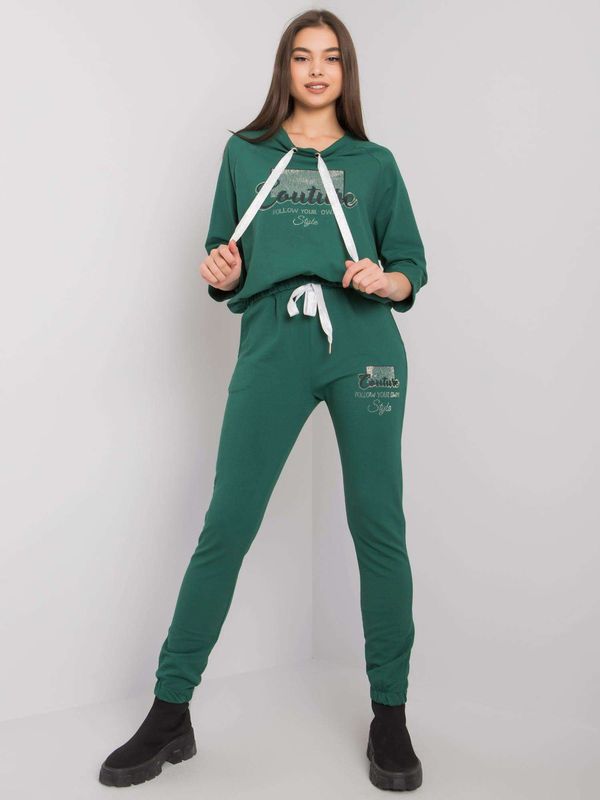 Fashionhunters Dark green two-piece set