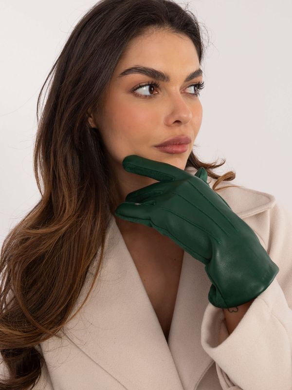 Wool Fashion Italia Dark green women's gloves