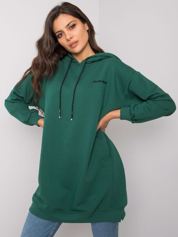 Fashionhunters Dark green women's hoodie