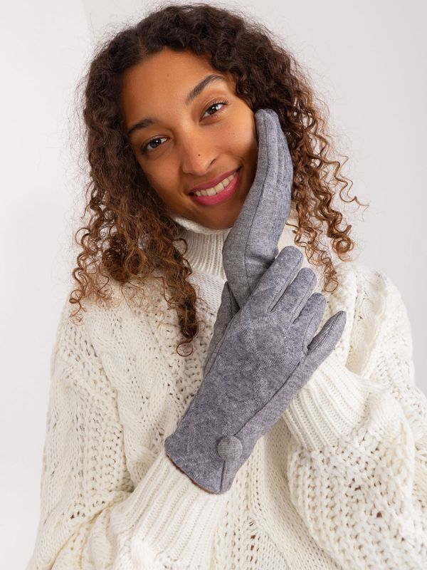 Fashionhunters Dark grey knitted women's gloves