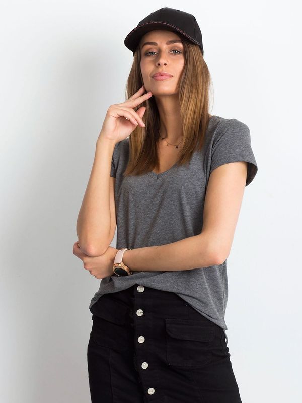 Fashionhunters Dark grey melange square T-shirt