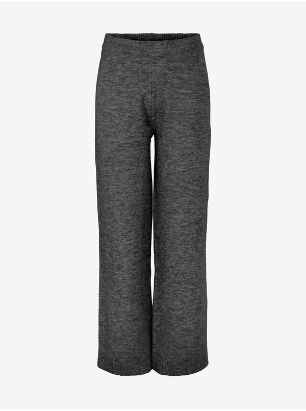 Pieces Dark grey striped wide trousers Pieces Cindy - Women's