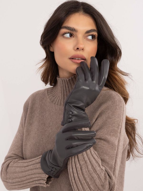 Fashionhunters Dark grey touch gloves for women