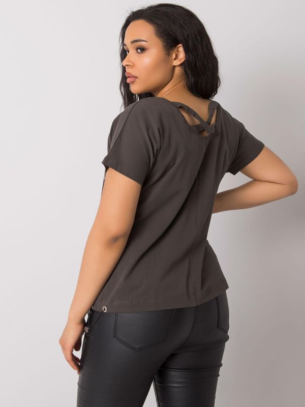 Fashionhunters Dark khaki blouse plus size by Melfi