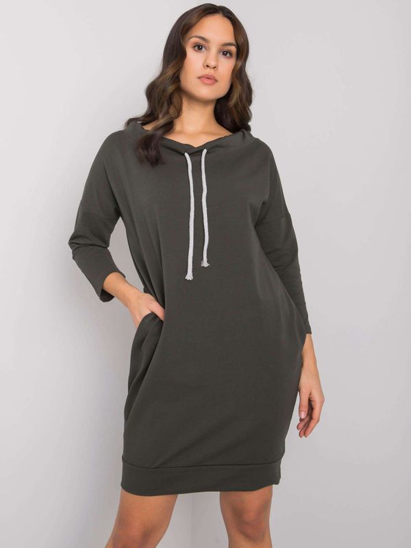 Fashionhunters Dark khaki dress made of Paulie cotton