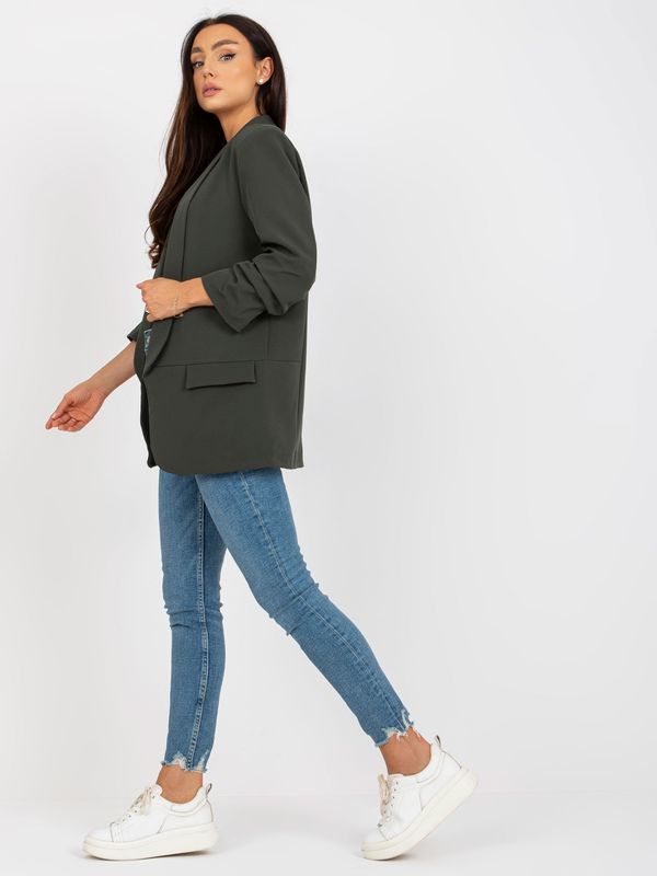 Fashionhunters Dark khaki elegant blazer by Adela