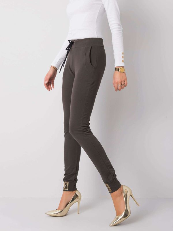 Fashionhunters Dark khaki sweatpants with patch