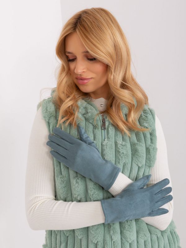 Fashionhunters Dark mint smooth winter gloves