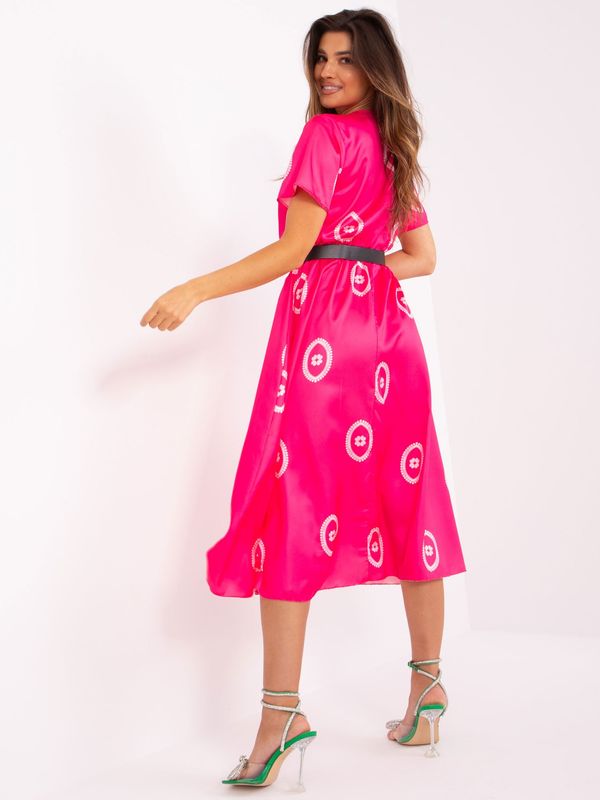 Fashionhunters Dark pink cocktail dress with patterns