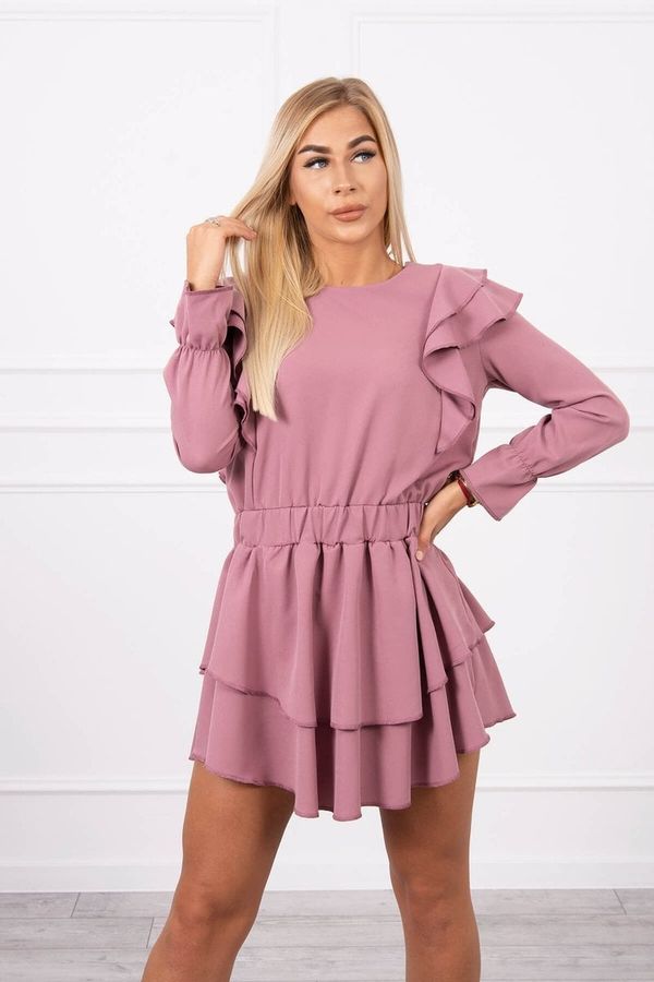 Kesi Dark pink dress with vertical ruffles