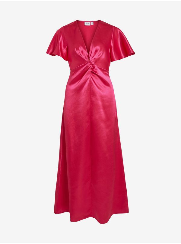 Vila Dark pink ladies satin maxi-dresses VILA Sittas - Ladies