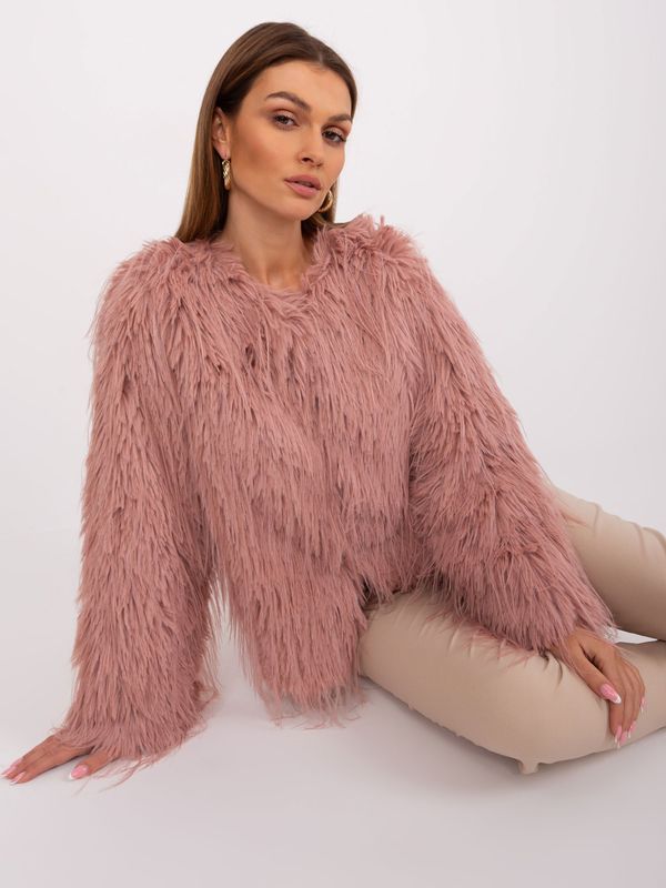 Fashionhunters Dark pink transitional jacket with eco fur