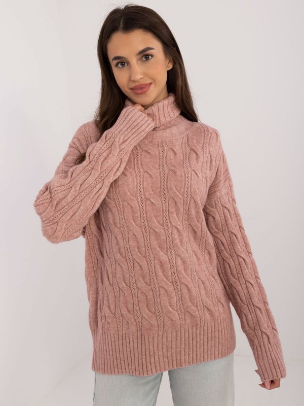 Fashionhunters Dark pink turtleneck with pattern