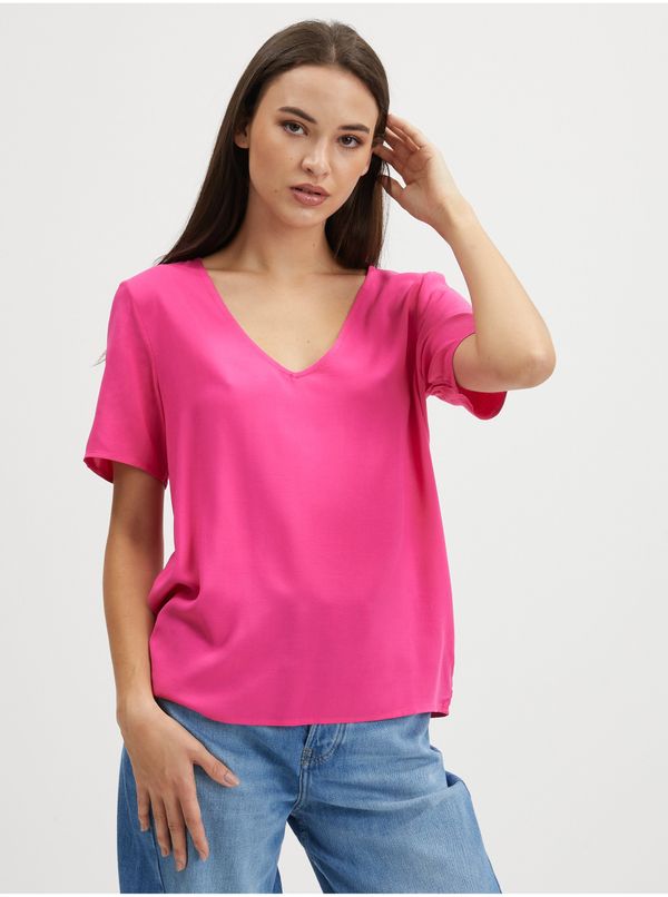 Vila Dark pink women's basic t-shirt VILA Paya - Women's