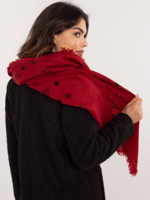 Fashionhunters Dark red women's scarf with print