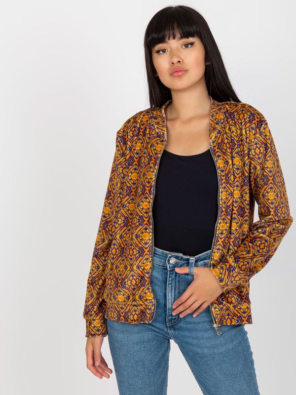 Fashionhunters Dark yellow patterned viscose bomber sweatshirt RUE PARIS