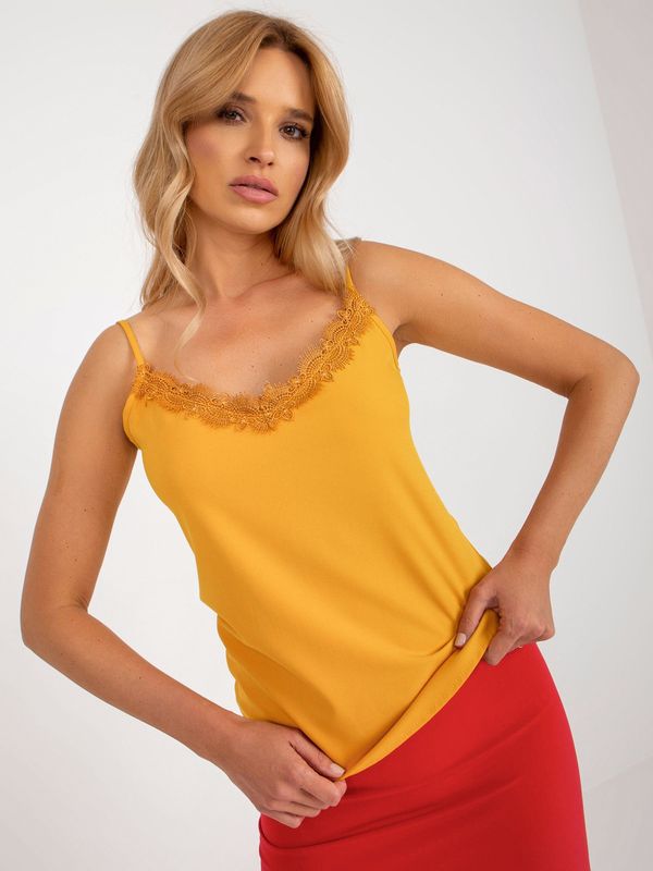 Fashionhunters Dark yellow women's tank top