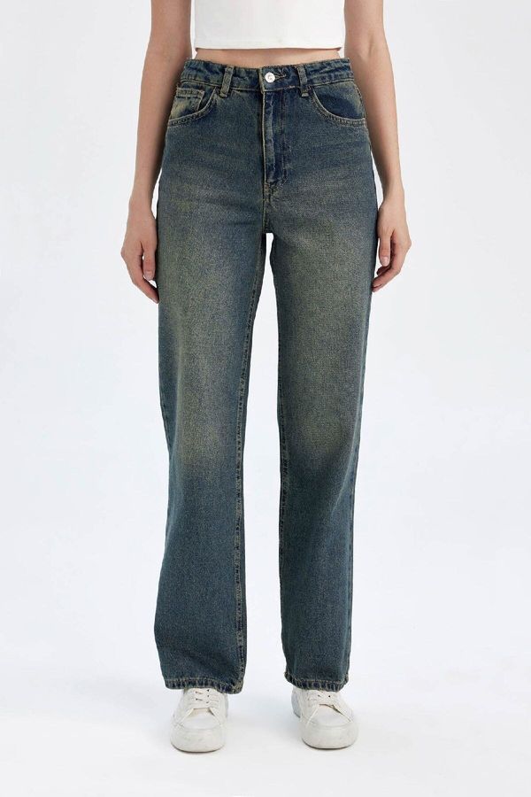 DEFACTO DEFACTO 90's Wide Leg Fit High Waist Wide Leg Jean Washed Trousers