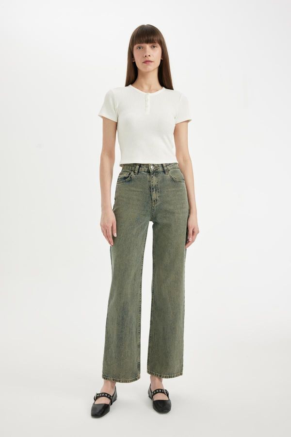 DEFACTO DEFACTO 90's Wide Leg High Waist Long Jean Washed Trousers