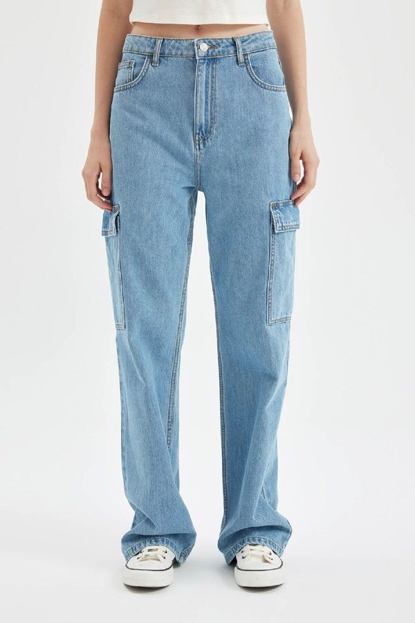 DEFACTO DEFACTO 90's Wide Leg High Waist Long Jean Washed Trousers