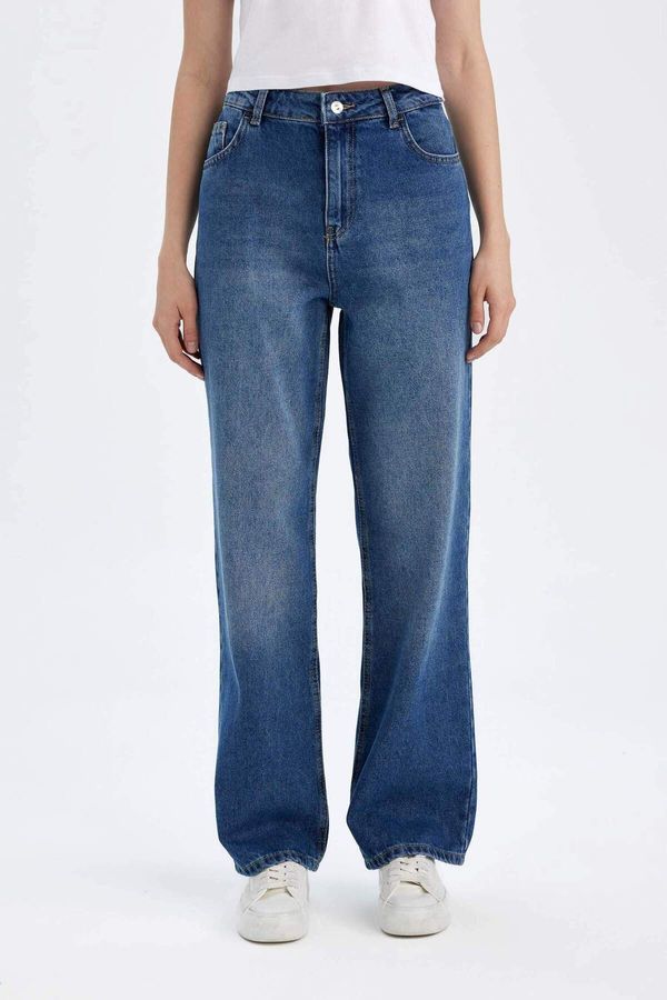 DEFACTO DEFACTO 90's Wide Leg High Waist Long Jean Washed Trousers