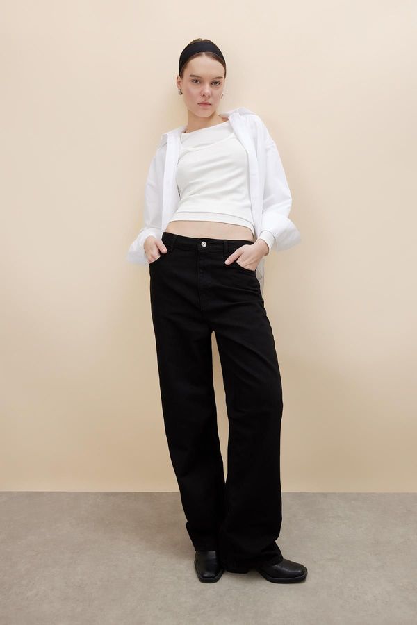 DEFACTO DEFACTO 90's Wide Leg High Waist Wide Leg Long Jean Trousers