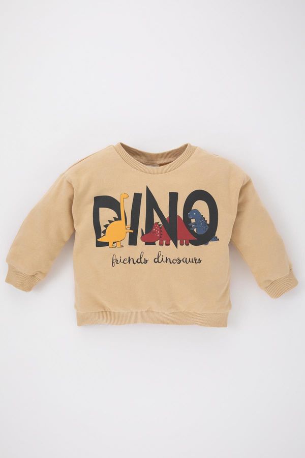 DEFACTO DEFACTO Baby Boy Crew Neck Dinosaur Printed Soft Feathered Inner Sweatshirt