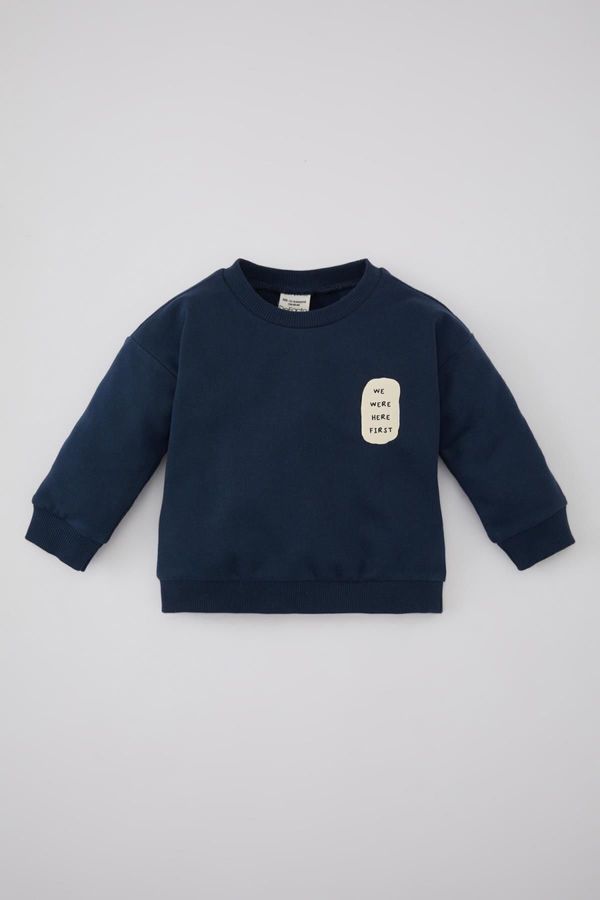 DEFACTO DEFACTO Baby Boy Crew Neck Printed Soft Furry Inside Sweatshirt