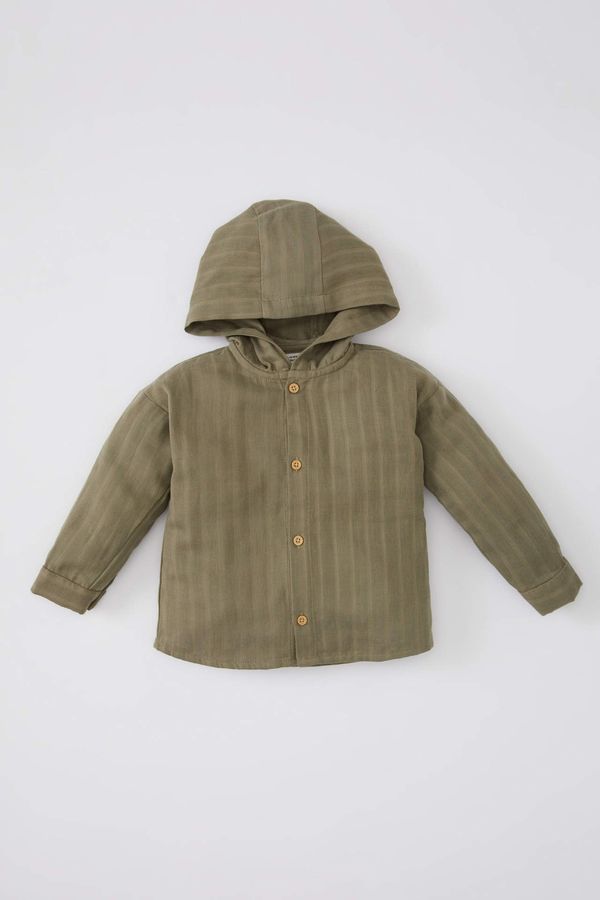DEFACTO DEFACTO Baby Boy Hooded Textured Long Sleeve Shirt