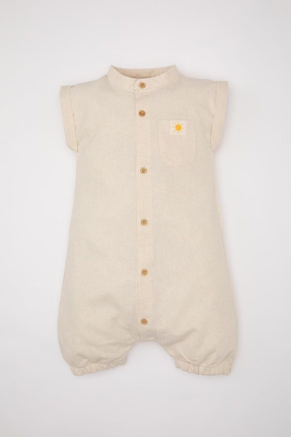 DEFACTO DEFACTO Baby Boy Newborn Linen Sleeveless Jumpsuit